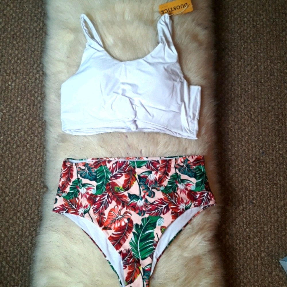 NWT 2 piece bathing suit high waisted